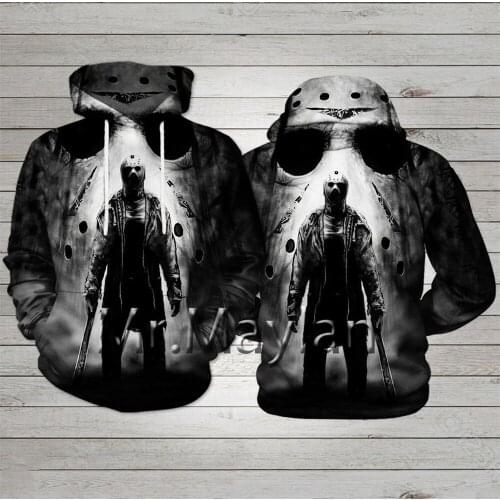 Horror Jason Voorhees Halloween 3D Full Printed Hoodie Men/women hiphop streetwear outwear Gothic Sweatshirts Jacket Top Clothes