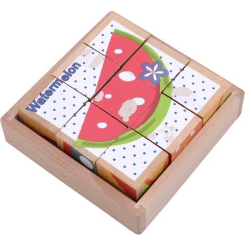 High Grade Six-face Picture Wooden Jigsaw 3D Puzzle Toys Childrens Early Educational Toy Cube Jigsaw Puzzle Baby Kids Gifts