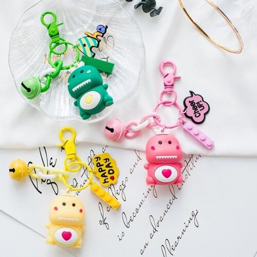 Funny Little Dinosaur Keychain Cute PVC Key Chain for Women Bag Charm Trinket Men Car Key Rings Jewelry Porte Clef Wholesale