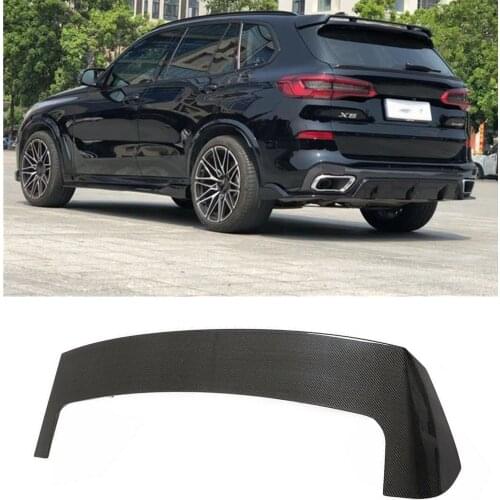 Car Rear Trunk Spoiler Wing For BMW X5 G05 2019-2021 ABS Carbon Fiber Look Upper Bumper Roof Splitter Lip