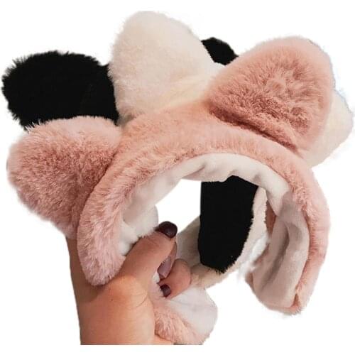 Women Girl Plush Headband Cute Cat Ears HairBand Soft Makeup Face Wash Girl Headwrap