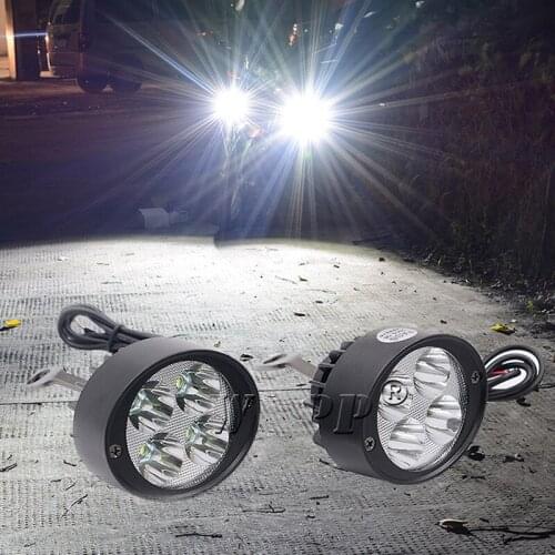 1 Pair Motorcycles Headlight 6500k White Super Bright 4 LED Working Spot Light Motorbike Fog Lamp 1200LM LED Scooters Spotlight