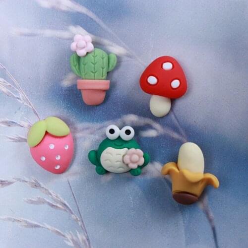 10Pcs/lot Flatback Resin Cabochon Kawaii Cartoon Owl Strawberry Mushroom Flat Resins of Characters Scrapbooking DIY Accessories