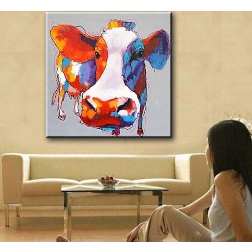 100% Pure manual painting Oil Painting on Canvas Abstract Animal Wall Art for Home Decoration Cartoon cow WX15070801