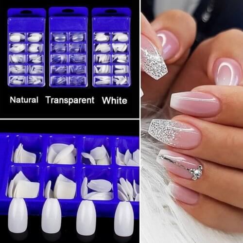 100Pieces/box Short Coffin Nails Full Cover Ballerina Fake Nails Acrylic Artificial False Nail Tips Display Press On Nails Art