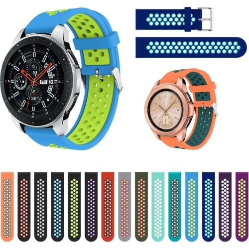 20mm 22mm Width Dual Colors Breathable Soft Silicone Band For Samsung Galaxy Watch 42mm 46mm Strap Watch Band Replace Bracelet