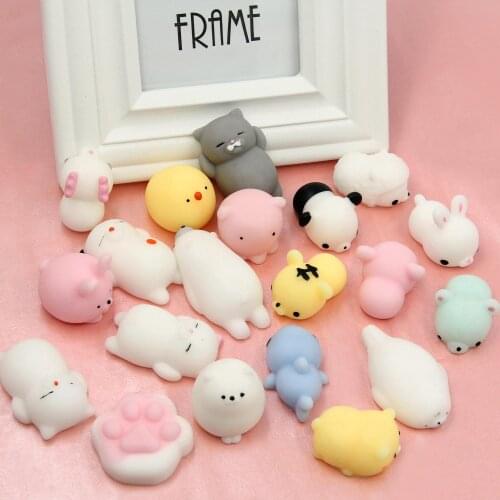 25 PCS Cute Kawaii Soft Squeeze Cartoon Animal Toy for Kids Relieves Anxiety Home Decoration Orbeez Mochi Squishy Figet Squishy
