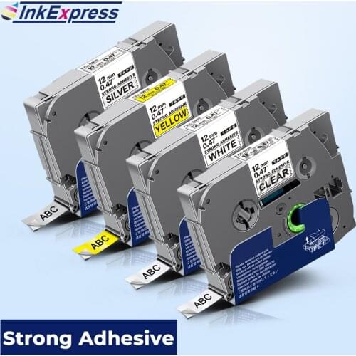 4 Colors For Brother TZe-S231 Strong Adhesvie Label Tape TZe-S131 TZe-S231 TZe-S631 Tape For Brother P touch Label Maker PT-D210