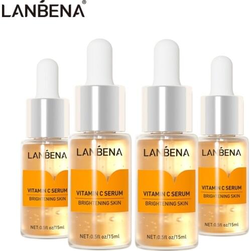 4PCS LANBENA Vitamin C Face Serum Whitening Hyaluronic Acid VC Facial Moisturize Freckle Speckle Fade Remover EssenceSkin Care