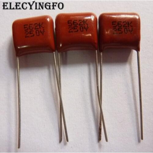 50pcs CBB capacitor 562 250V 562k 250V 5600pF 5.6nF P10 CBB13 Metallized Polypropylene Film Capacitor