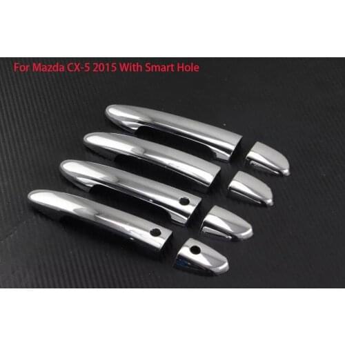 TTCR-II Accessories For Mazda CX-5 CX5 2015 Door Handle Cover With Smart Hole Sticker Car Styling ABS Chrome Exterior 8 PCS
