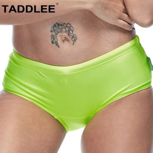 Taddlee Brand Womens Swim Briefs Solid Green Bottoms Swimsuits Basic Classic Cut Swimwear Bikini Full Coverage Bathing Suits