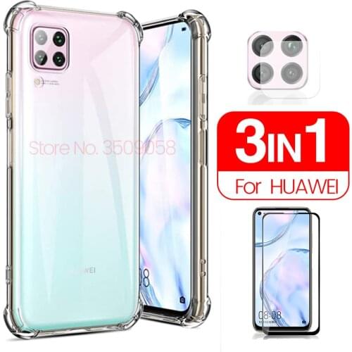 Capas hauwei p 40 lite чехол camera glass soft clear airbag case for huawei p40 lite light lait glass protective shell cover