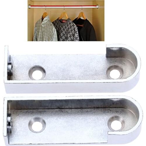 DRELD 2Pcs 16mm Dia Zinc Alloy Clothes Hanging Rod Holder Fitting Wardrobe Tube Support Bracket For 16mm Tube Furniture Hardware
