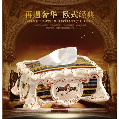 European living room home decoration ornaments Ivory ceramic luxury retro creative tissue box paper box toilet paper