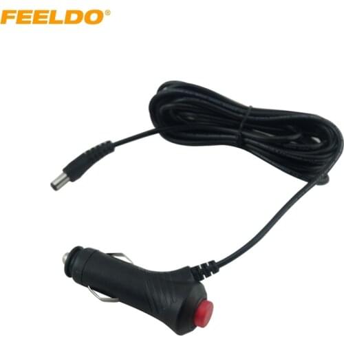 FEELDO DC 12V/24V 5.5/2.1 Connector Adapter To Car Cigarette Lighter Socket Plug With ON/OFF Push Switch And Wire Cable #2299