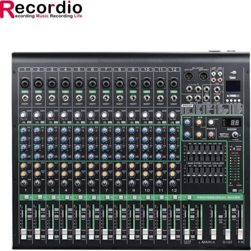 GAX-XS12 Professional 12 Channel Dual 7-segment Equalization Adjustment with MP3 Playback Automatic Recording Mixer
