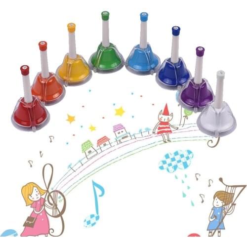 Ammoon 8 Note Diatonic Metal Bell Colorful Handbell Hand Percussion Bell Kit Musical Toy for Kids Children for Learning Teaching