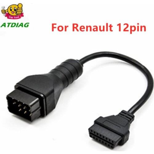 Best Price For Renault 12 Pin OBDII OBD 2 Connector Adapter Diagnostic Extension Cable 16 Pin For Renault 12Pin