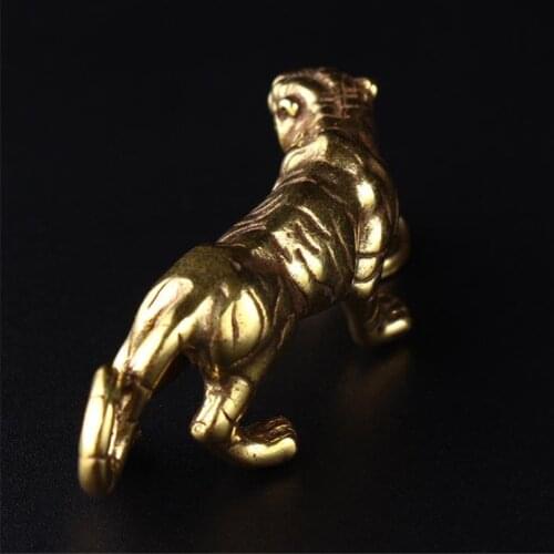 Casting Metal Tiger Retro Ornaments Gifts 3D Figurine Mini Animal Collect Home Office Room Desktop Decoration Sculpture