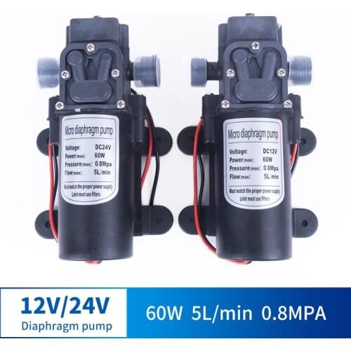12V 24V 60W 5L/Min Miniature High Pressure Diaphragm Pump With Automatic Switch Reflow Multi-function DC Pump