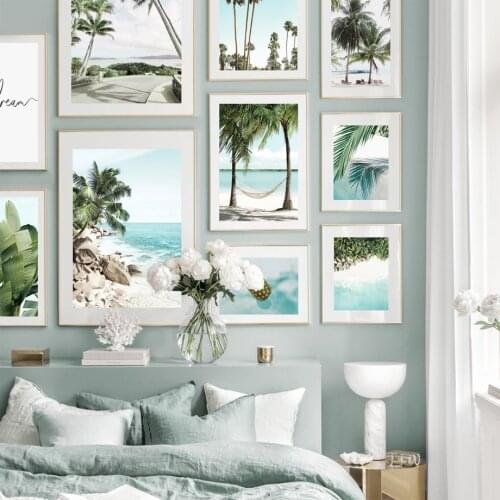 Sea Beach Pineapple Palm Leaf Tree Plant Wall Art Canvas Painting Nordic Posters And Prints Wall Pictures For Living Room Decor