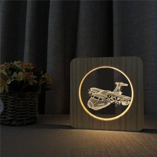 Cartoon Glider Plane 3D LED Arylic Night Lamp Table Light Switch Control Carving Lamp for Childrens Room Decorate Dropshipping