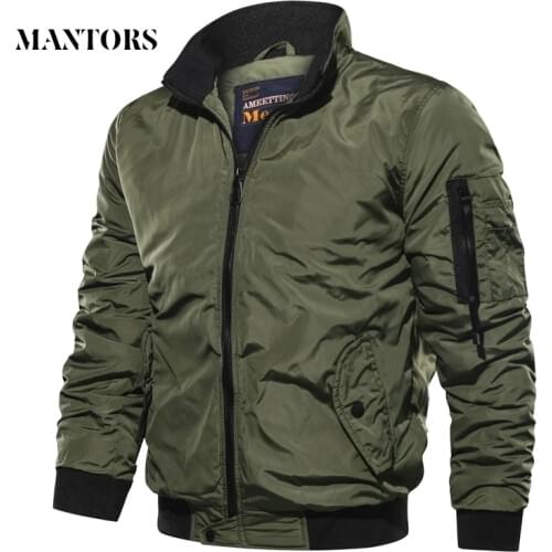Mens Slim-Fit Military Bomber Jackets 2020 Spring Autumn Men Casual Solid Zipper Pilot Jacket New Thin Stand Collar Male Coats