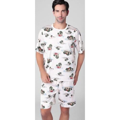 Men Pajamas Sets for Men Homewear pijama hombre Summer Short Sleeve Pants Cotton Elastic Waist Men Pyjamas Sleepwear