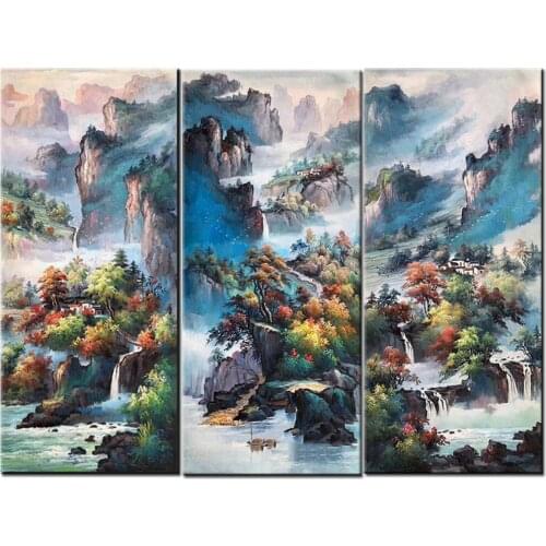 Chinese mountain Diamond Embroidery 3 pcs set diamond mosaic,full square round diamond painting cross stitch natural scenery art