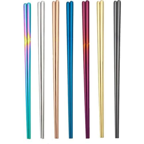 Non-Slip Chinese Stainless Steel Reusable Chopsticks for Sushi Hashi Food Sticks Tableware Kitchen Tool Party Festival Supplies