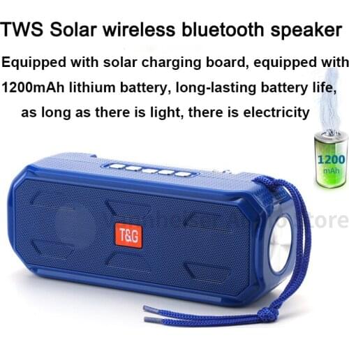 2021 Latest Solar Charging Wireless Bluetooth Speaker Stereo Subwoofer Portable Outdoor Music Center With Flashlight FM Radio