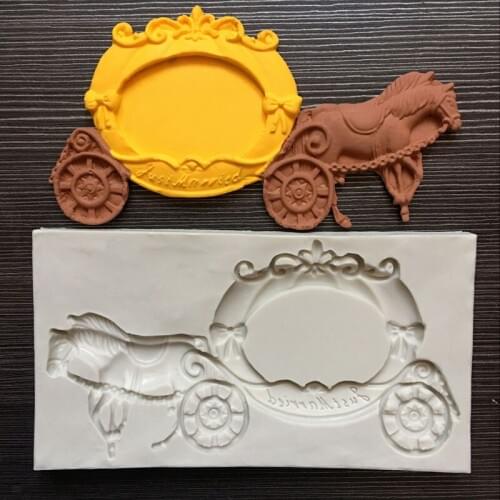 Newest! Pumpkin car wedding carriage silicone mold fondant cake decoration candy chocolate cookie baking tools
