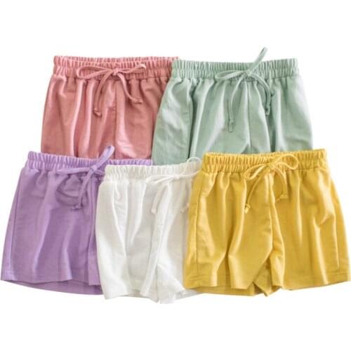 2-8Y childrens Shorts Pants Summer Candy Color Sweet Casual Trousers Baby Girls Elastic waist Sweatpants Kids Clothing