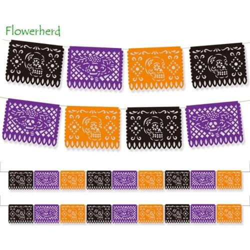Papel Picado Banner Decorations Large Felt Mexican Fiesta Banners for Fiesta Mexican Party Day of The Dead Decorations