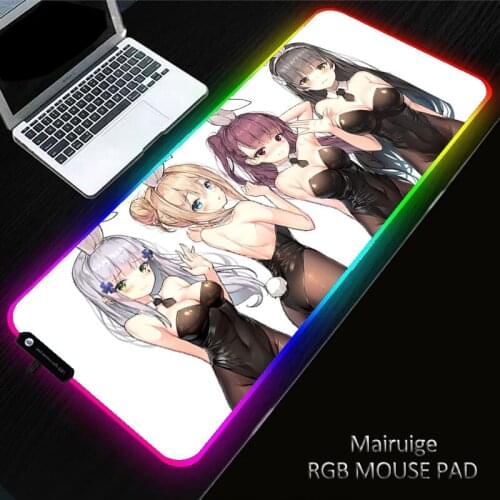 40*90CM Anime RGB Gaming Pad Rubber Non-Slip Laptop PC Led Gamer Large Sexy Girl Mouse Pad Keyboard Mousepad for Computer Desk