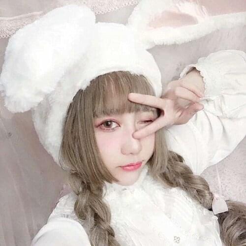 Girls Bunny Ears Hat Rabbit Headband Plush Rabbit Ears Hoops Girls bunny hat Cap Plush Headdress for Woman Photographic Tools
