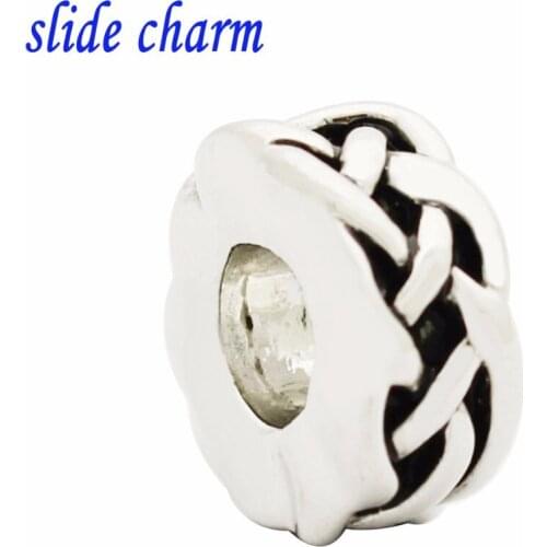 Slide charm Free shipping Valentines Day gift fashion personality interval pattern prepare charm beads fit Pandora bracelet