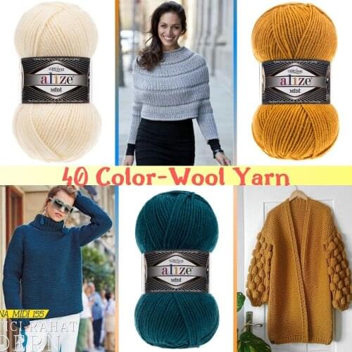 Wool Knitted Yarn- 39 Color Options 170 Meters (100gr) Hand Knitting - Alize Superlana Midi - Acrylic - Winter -Tricot -Warm - Sweater -Winter - Warm - Baby - Scarfs - Cardigan - Beret - Dress - Amigurumi - DIY