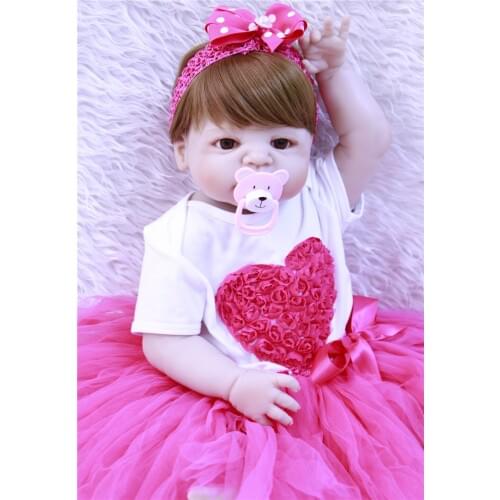 Silicone reborn babies girl dolls toys for children gift 22" lovely bebe doll princess dolls boneca reborn silicone completa
