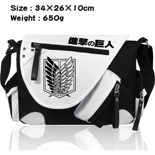 Attack on Titan Messenger Bag Women Men Casual Travel Sling Shoulder Bags Teens Canvas Pack Briefcase Crossbody Shoulder Bags