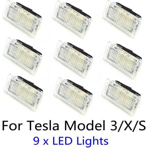 9pcs Upgrade LED Interior Light Easy Plug Replacement Indoor Trunk Light LED Light For Tesla Model 3 Model S Model X Accessory