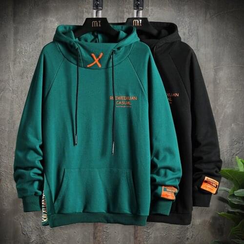 2021 Hoodie Sweatshirts MenS For Japanese Streetwear Style Hip Hop Streetwear Casual Black Green Oversize Long-Sleeved Clothes