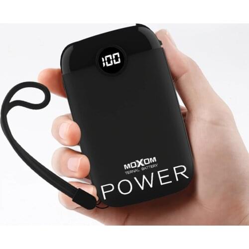 MOXOM Power Bank 10000mAh Portable Charging Powerbank 10000 Slim Powerbank External Battery For Xiaomi Mi9 iPhone with USB Cable