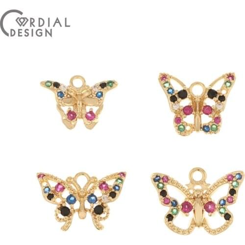 Cordial Design 20Pcs Jewelry Accessories/CZ Charms/Butterfly Shape/Genuine Gold Plating/Hand Made/DIY Pendant/Earring Findings