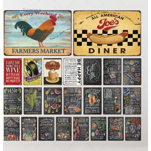 Martini Mojito Cocktail Iron Poster Metal Tin Sign Vintage Restaurant Kitchen Pub Bar Man Cave Wall Decoration Billboard Plates