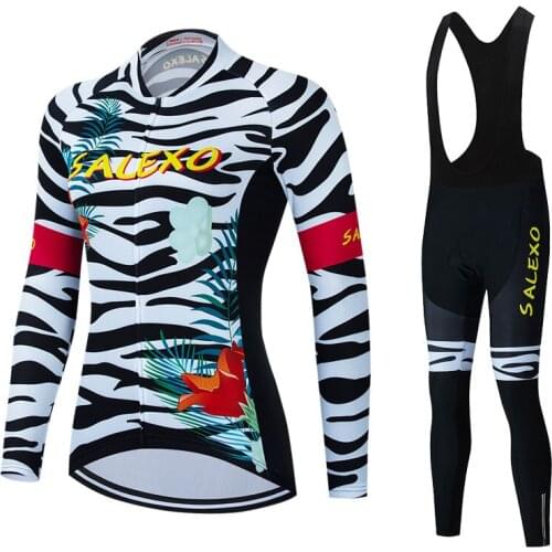 2022 Womens Cycling Jersey Long Sleeve Set Lady Cycling Clothing Road Bike Mujer Breathable Shirt Spring Autumn Bicycle Wear