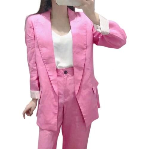 2021 New Autumn Women Blazer Lapel Loose Cardigan Long Sleeve Solid Color Suit Coat Office Suit Coat