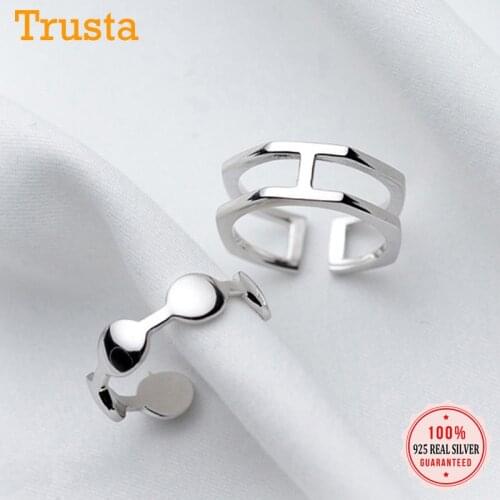Trustdavis Fashion Ring 925 Sterling Silver Sweet Personality Double Layer Open Size Ring For Women Wedding Jewelry Gift DS2238