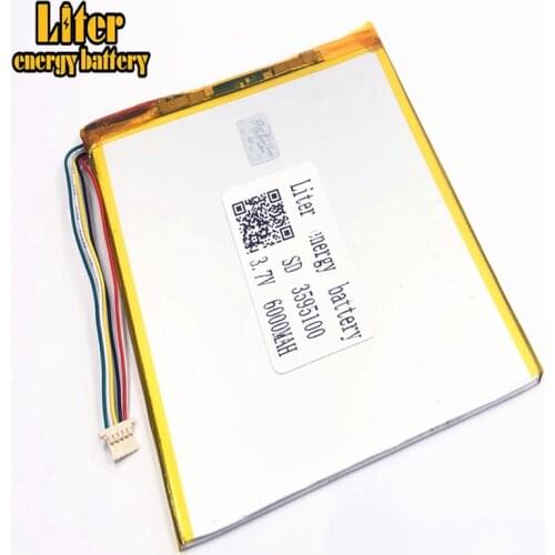1.0MM 5pin connector PC 3.7 V 3595100 6000mah Rechargeable lipo battery solar li ion polymer lithium battery Tablet PC